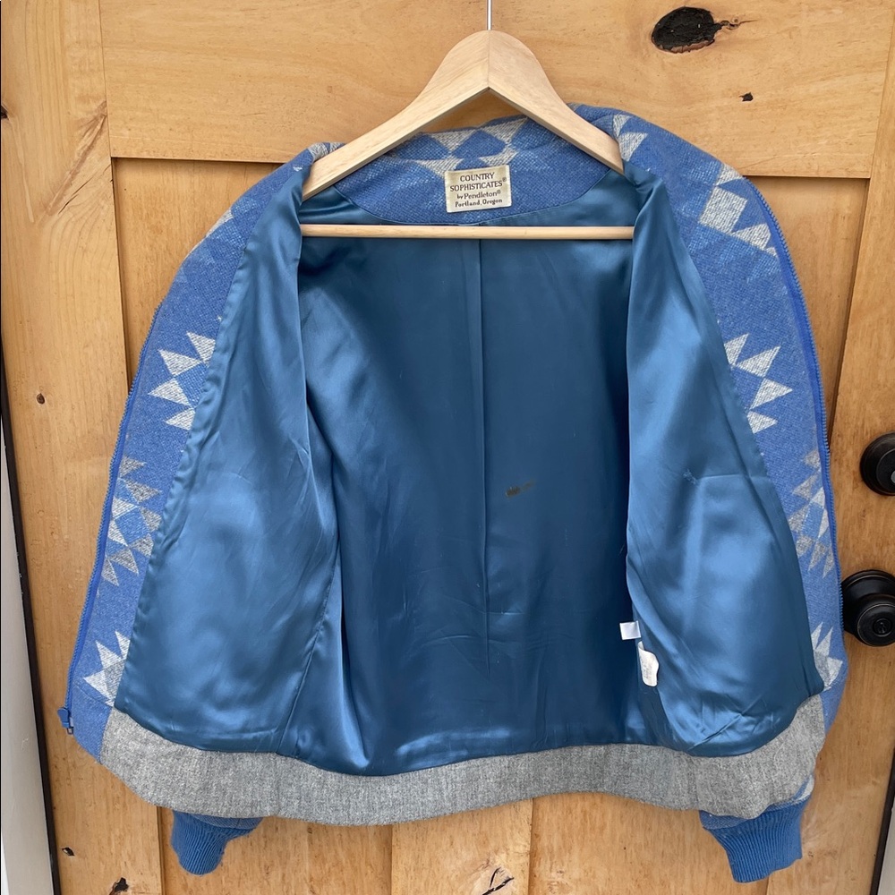 Pendleton Blue And Gray Patterned Jacket - image 4